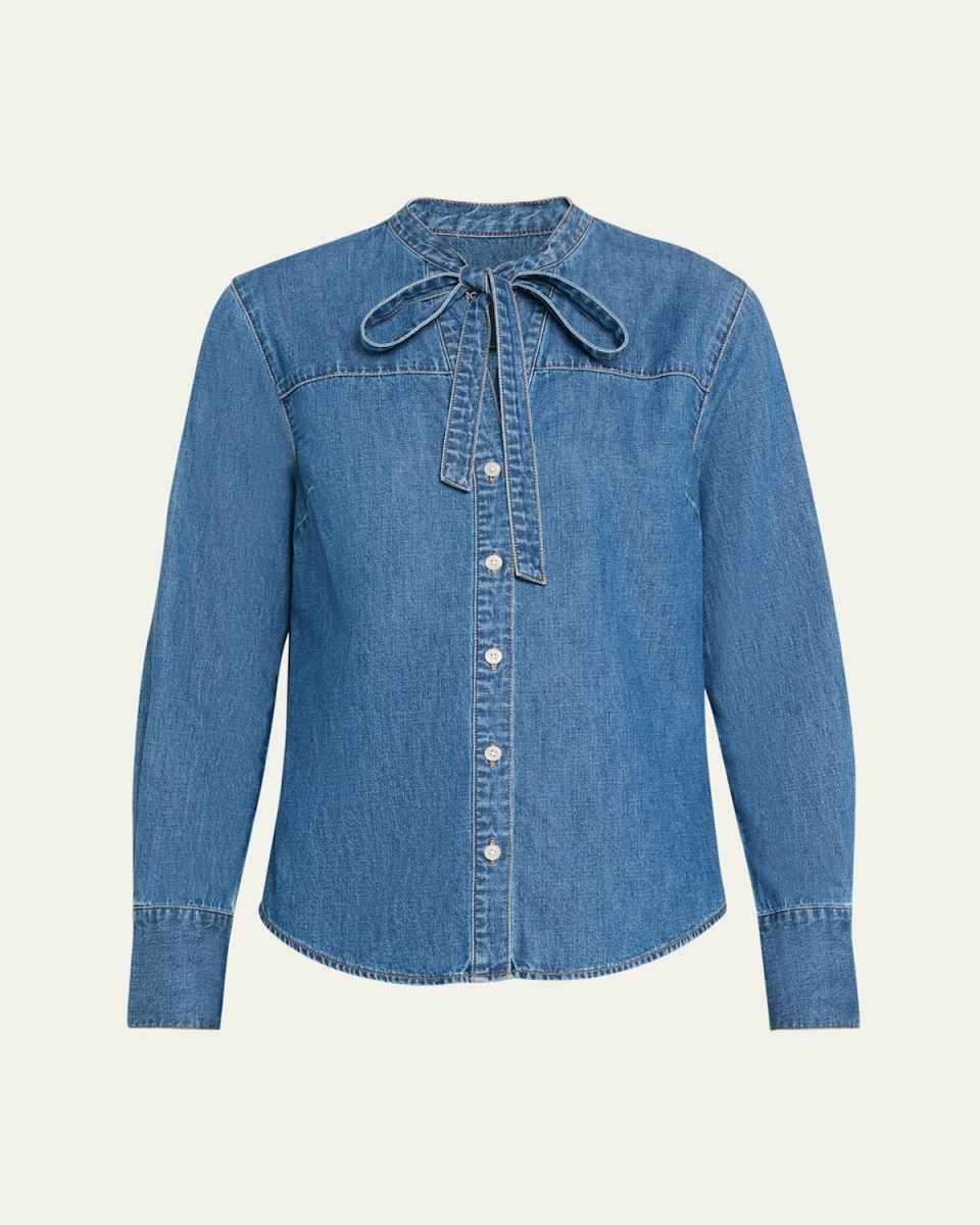 Gabby Denim Tie-Neck Shirt